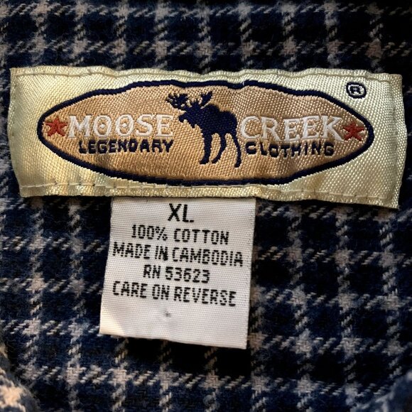Moose Creek Shirt Mens XL Blue White Check Button Up Long Sleeve Heavy Flannel - Picture 3 of 6
